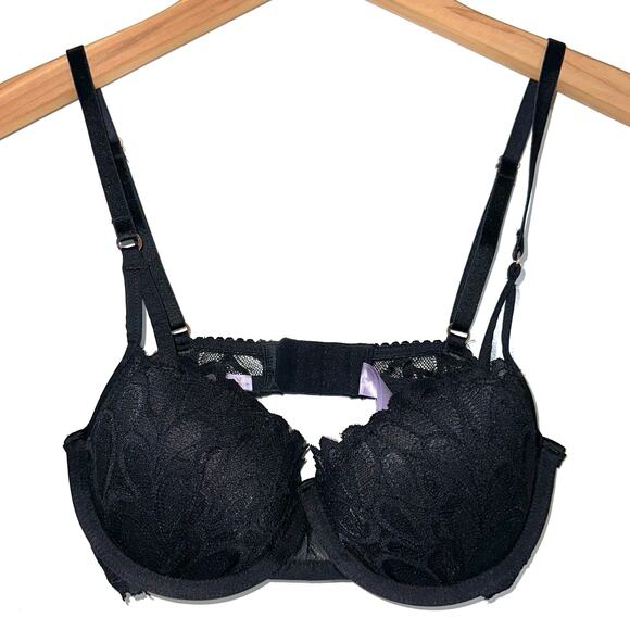Savage x Fenty Black Lace Not Sorry Lightly Lined Balconette Bra Size 32C - Picture 5 of 15
